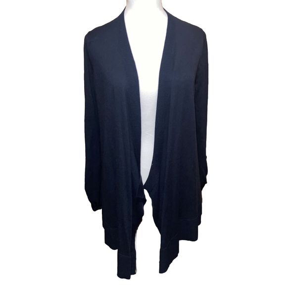 LOFT Woolblend Open Front Black Cardigan, Size Medium - Picture 1 of 8